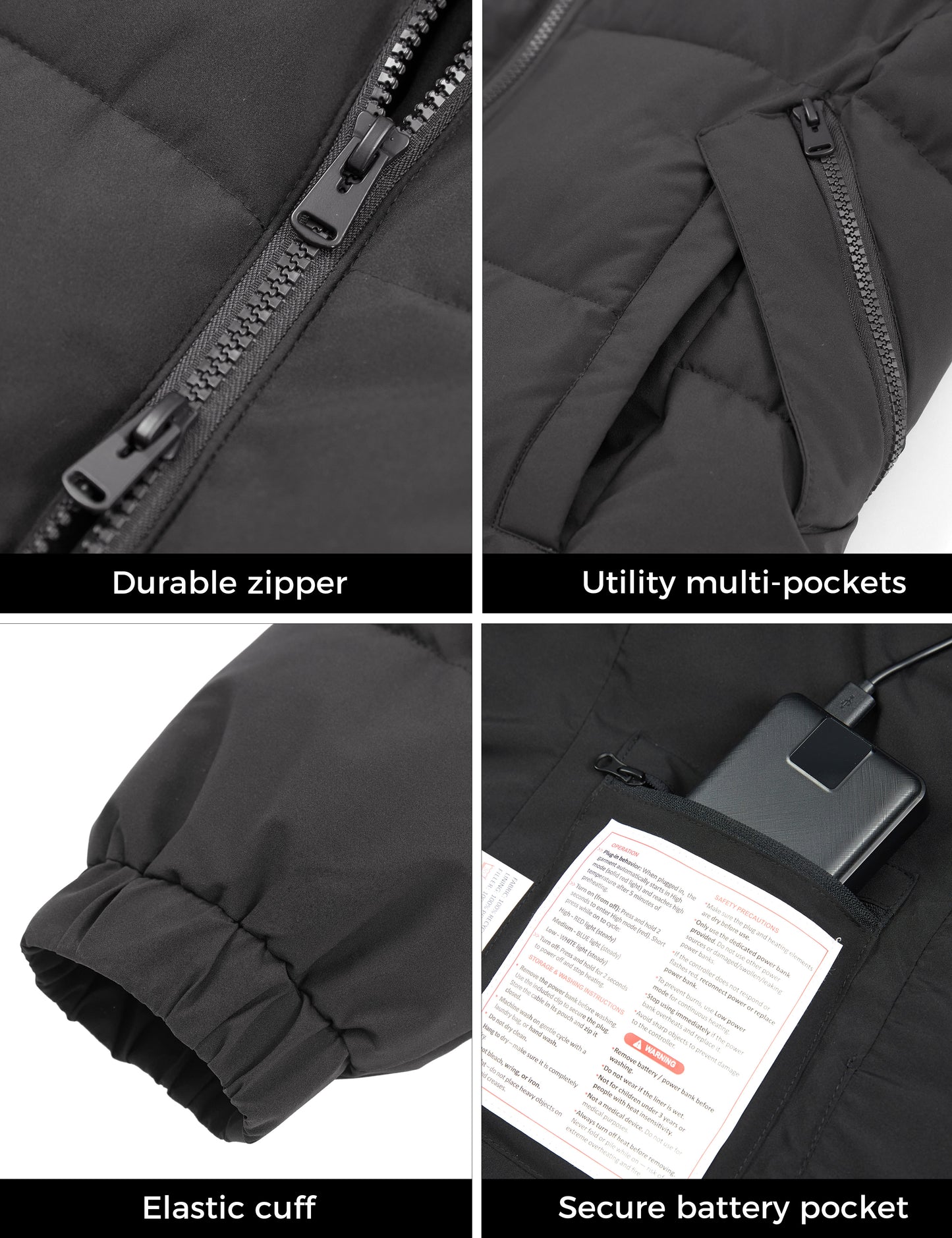 Wenven Women Waterproof Heated Jacket 3 Heat Settings with 20000mAh Battery