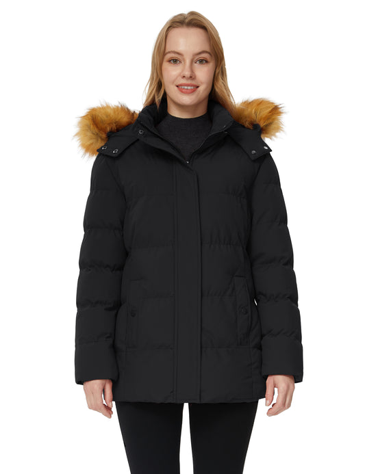 WenVen Women's Winter Puffer Thicken Snow Hooded Jacket