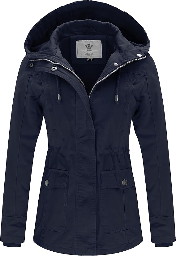 WenVen Women's Cotton Military Jacket Lightweight Casual Anorak Coat