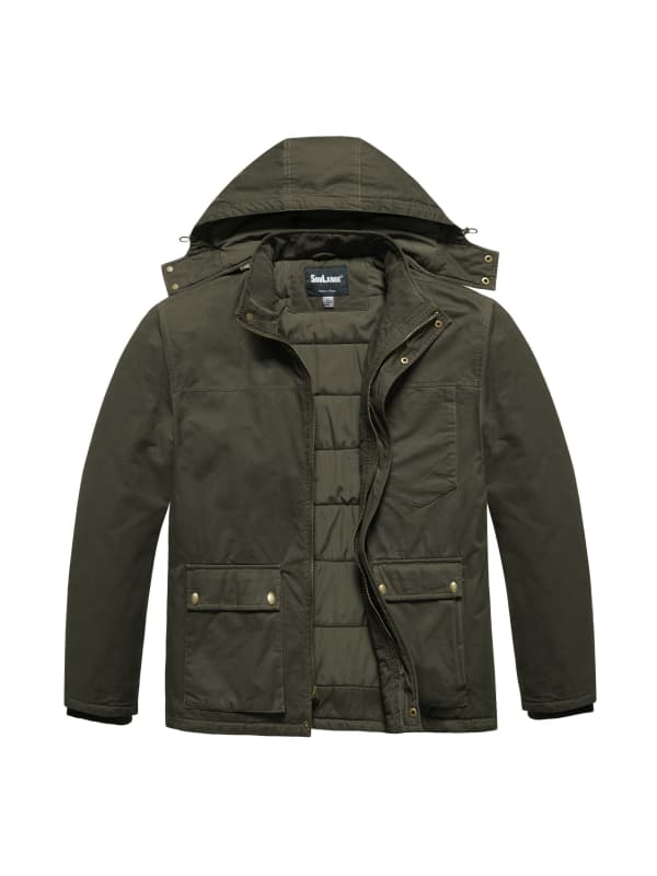 Soularge Men's Big and Tall Winter Warm Thick Multi pockets Puffer Coat