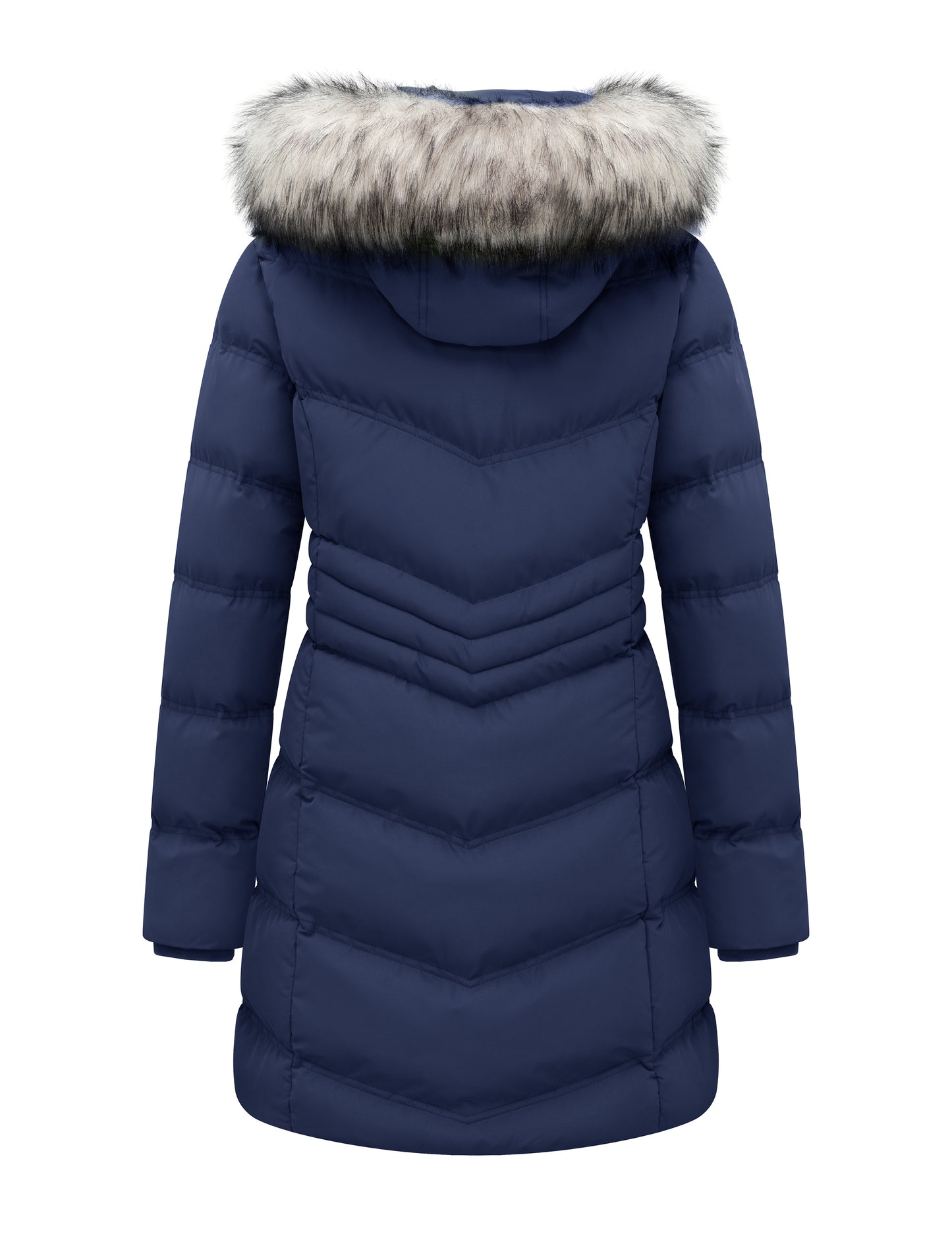 Ampake Women's Winter Long Puffer Coat Parka Jacket with Faux Fur Removable Hood