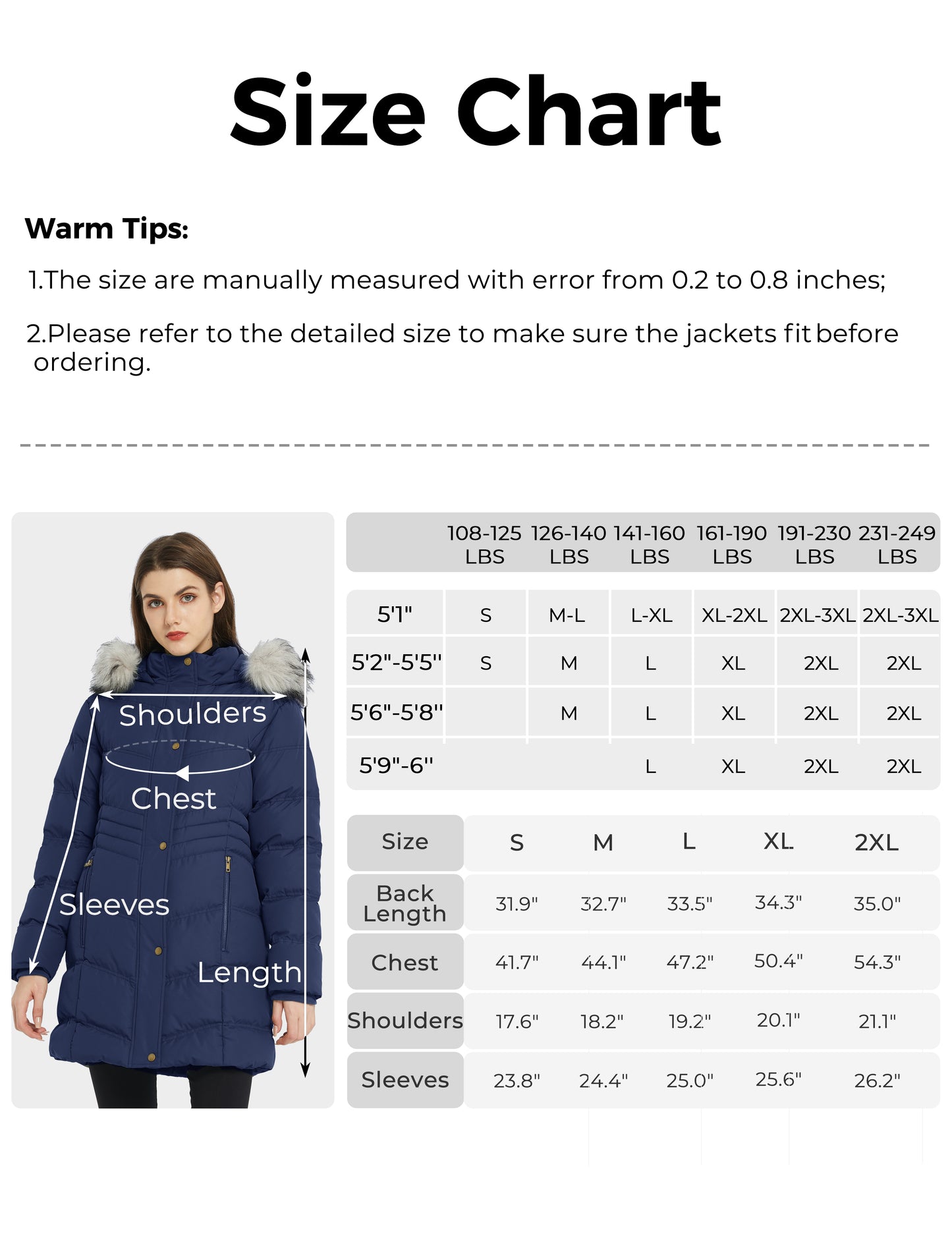 Ampake Women's Winter Long Puffer Coat Parka Jacket with Faux Fur Removable Hood