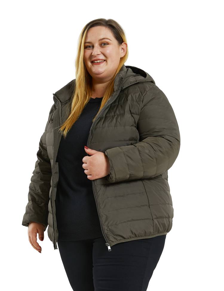 Soularge Women's Plus Size Winter Packable Lightweight Down Coat with Detachable Hood