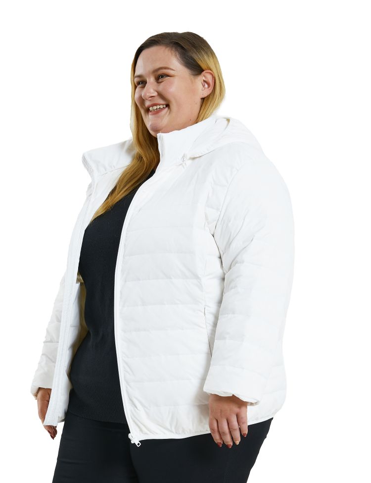 Soularge Women's Plus Size Winter Packable Lightweight Down Coat with Detachable Hood