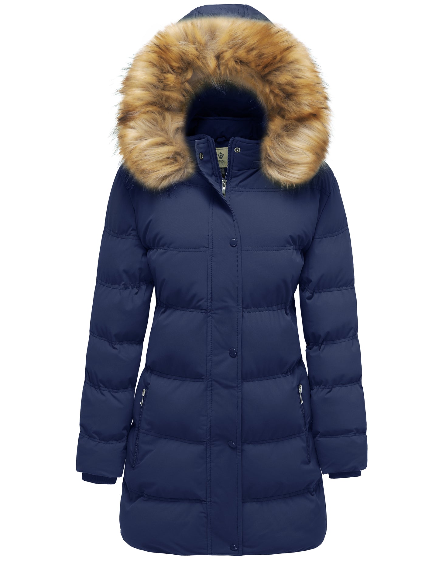 Women's Winter Long Puffer Coat Parka Jacket with Faux Fur Removable Hood