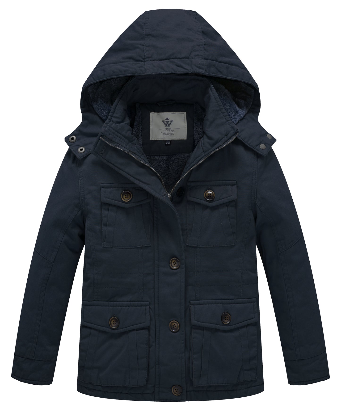 WenVen Boys' & Girls' Winter Cotton Fleece Lined Warm Coat Parka Jacket