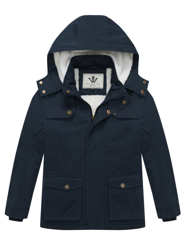 WenVen Boy's Puffer Coat Winter Jacket Hooded Sherpa Lined Outerwear Warm Parka