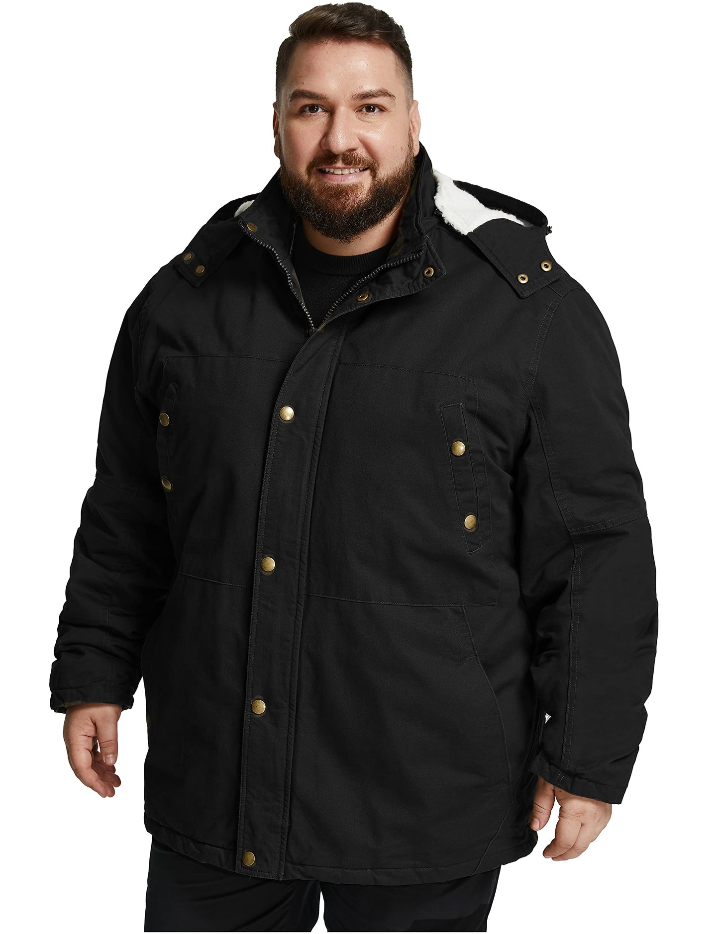 Soularge Men's Big and Tall Military Winter Warm Sherpa Lined Parka Jacket with Hood