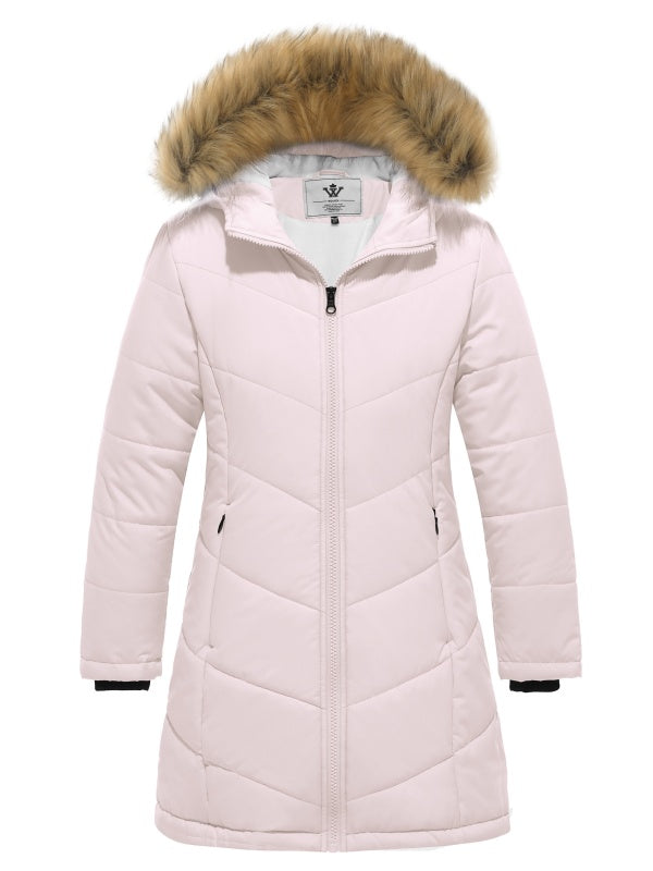 Girls Winter Warm Fleece Lined Jacket Water Resistant Puffer Coat
