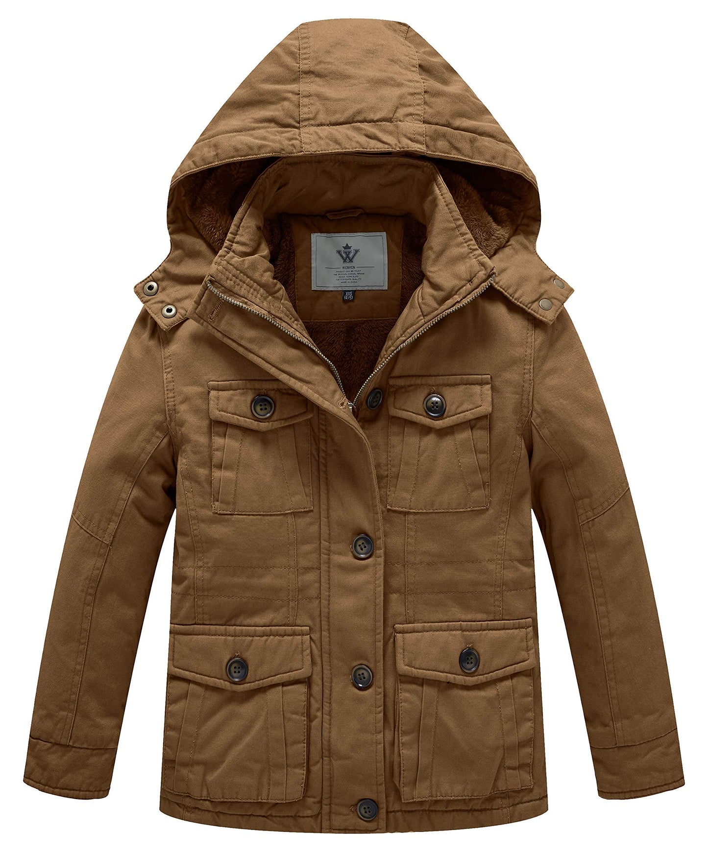 WenVen Boys' & Girls' Winter Cotton Fleece Lined Warm Coat Parka Jacket