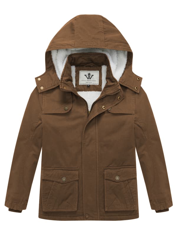 WenVen Boy's Puffer Coat Winter Jacket Hooded Sherpa Lined Outerwear Warm Parka