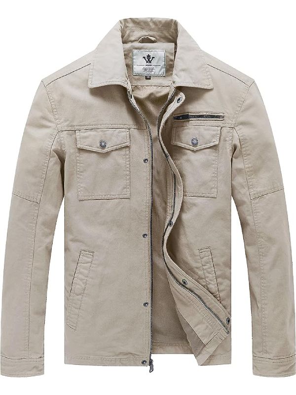 Men's Casual Canvas Cotton Military Lapel Jacket – WenVen