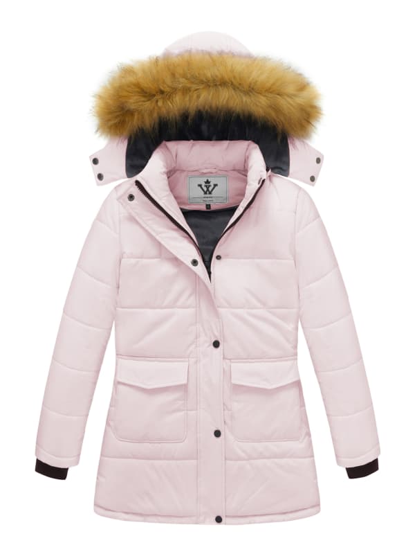 WenVen Girl's Winter Coat Warm Puffer Jacket Hooded Waterproof Snow Parka