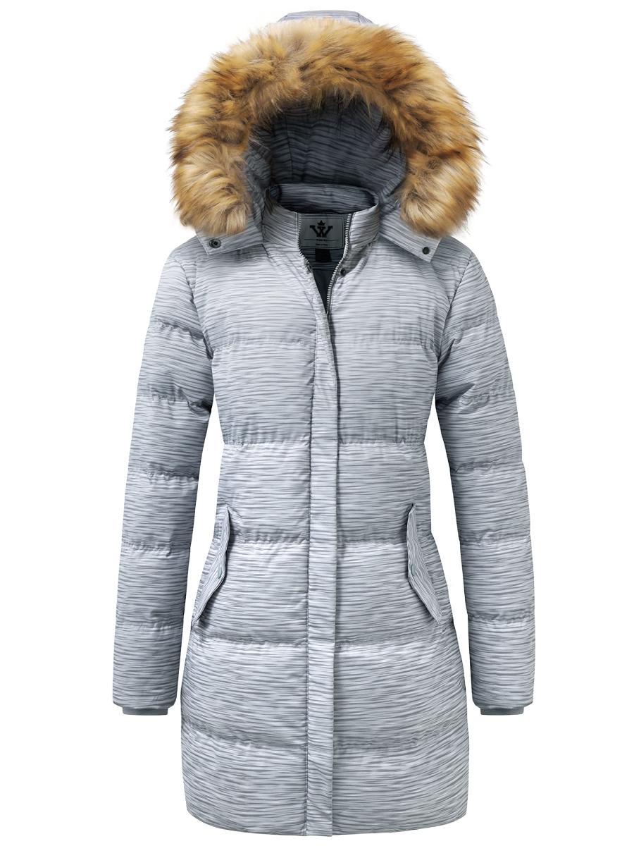 Women's Winter Thicken Puffer Coat Warm Jacket with Fur Removable Hood