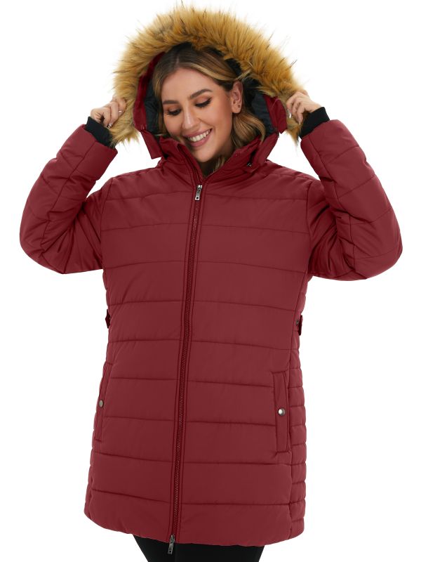 Soularge Women's Plus Size Winter Thickened Mid Length Puffer Coat