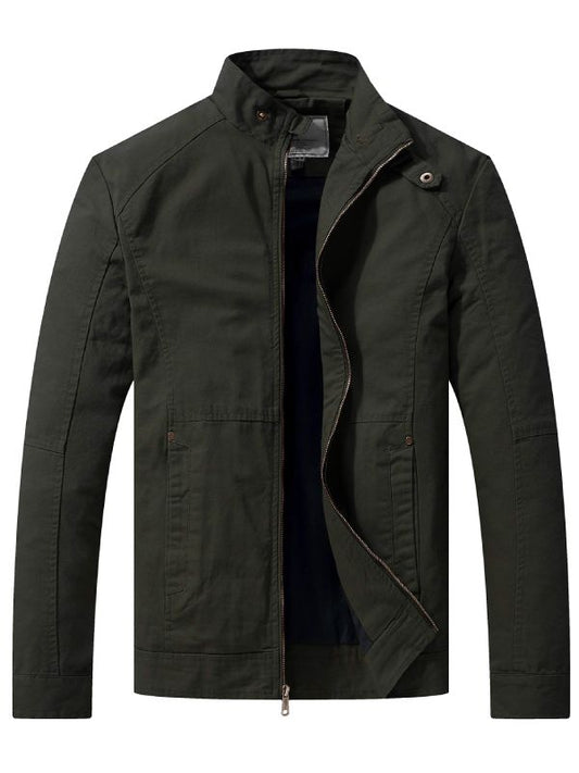 Men's Casual Lightweight Military Jacket Cotton Zip up Coat