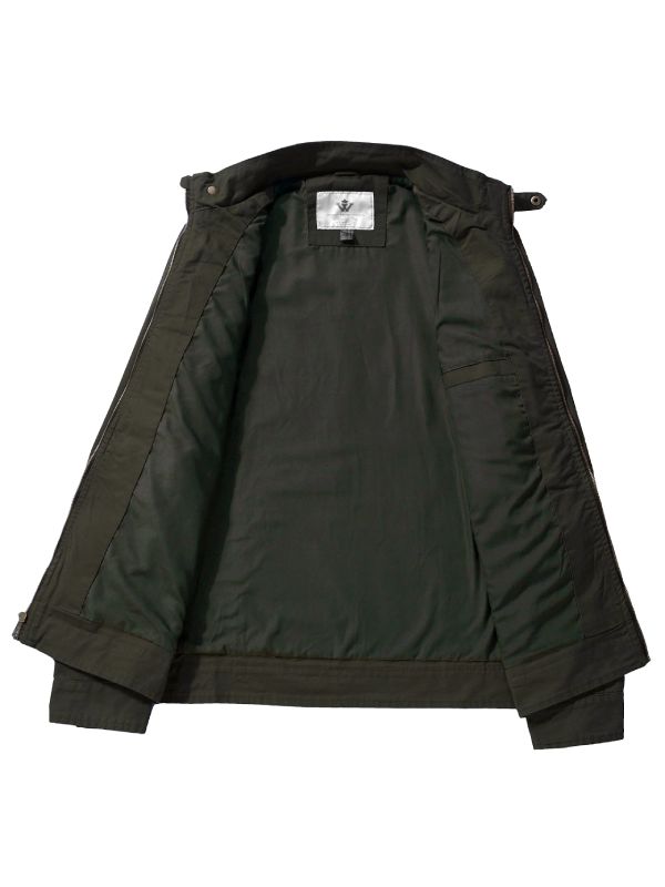 Men's Casual Lightweight Military Jacket Cotton Zip up Coat – WenVen
