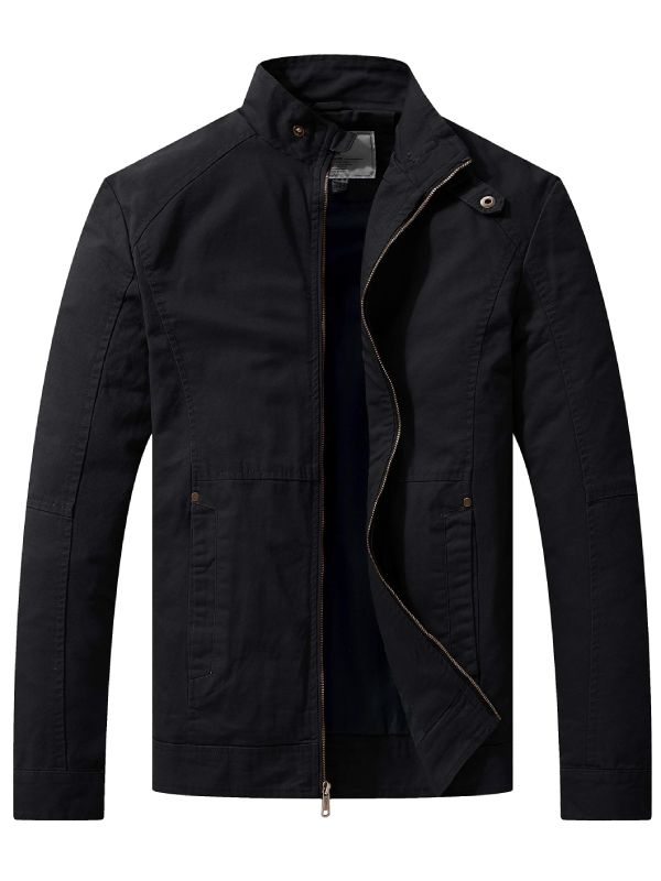 Men's Casual Lightweight Military Jacket Cotton Zip up Coat – WenVen