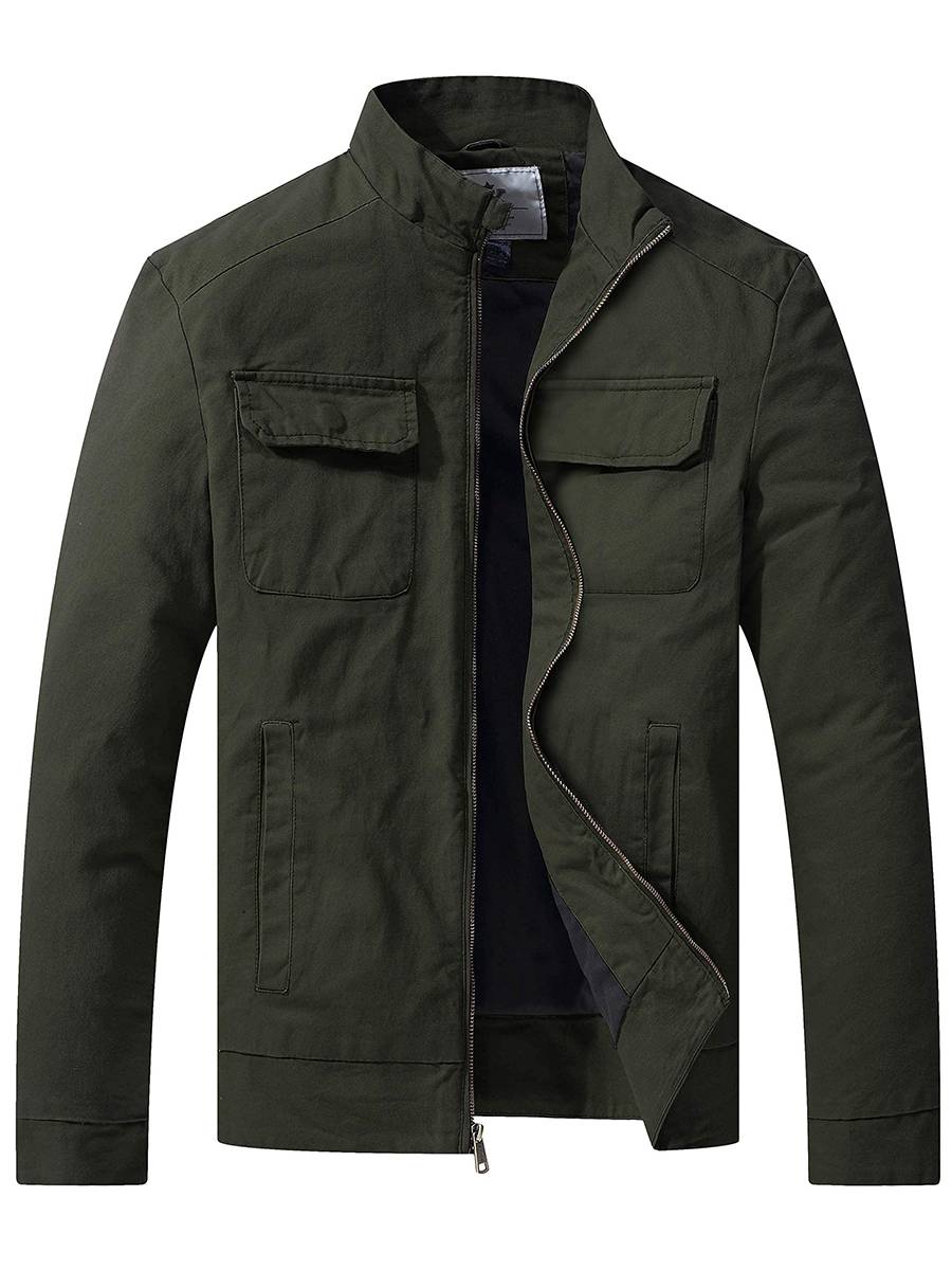 Men's Cotton Canvas Lightweight Military Jacket Casual Field Windbreaker Jacket