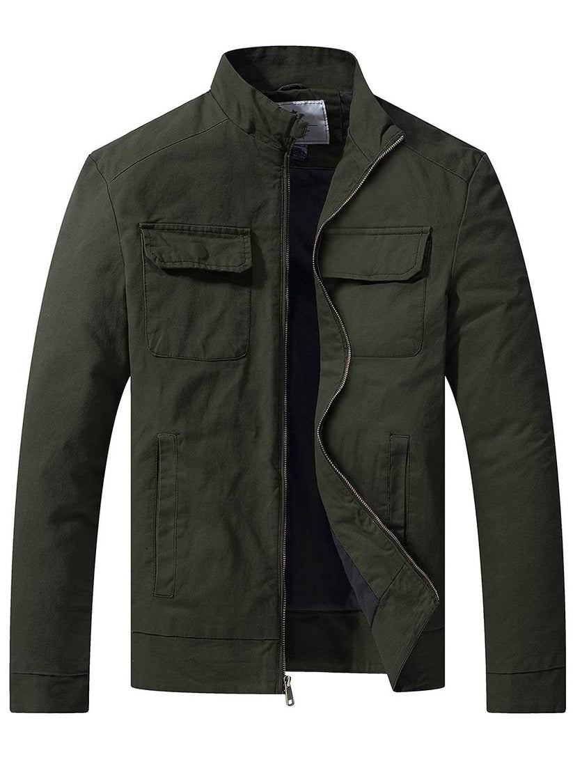 Men's Cotton Canvas Lightweight Military Jacket Casual Field Windbreak ...