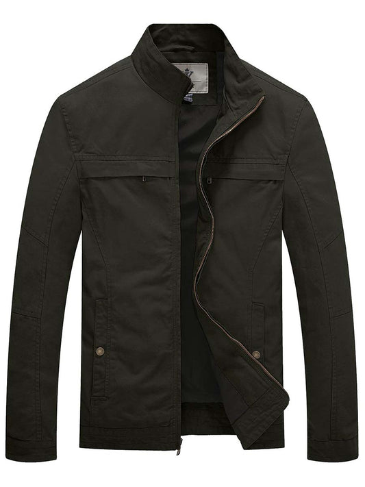 Men's Canvas Military Style Jacket Casual Lightweight Cotton Coat