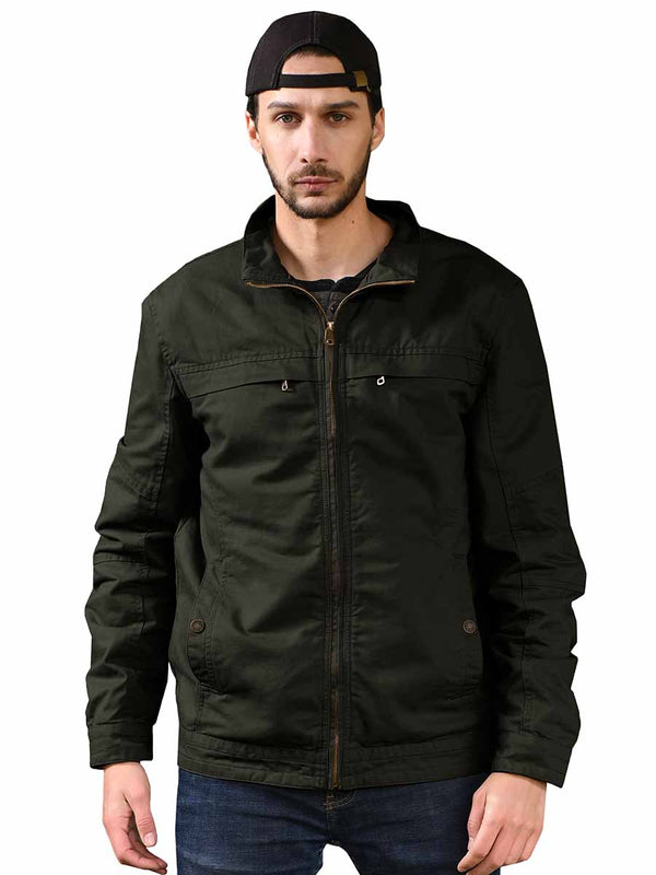 Men's Canvas Military Style Jacket Casual Lightweight Cotton Coat WenVen