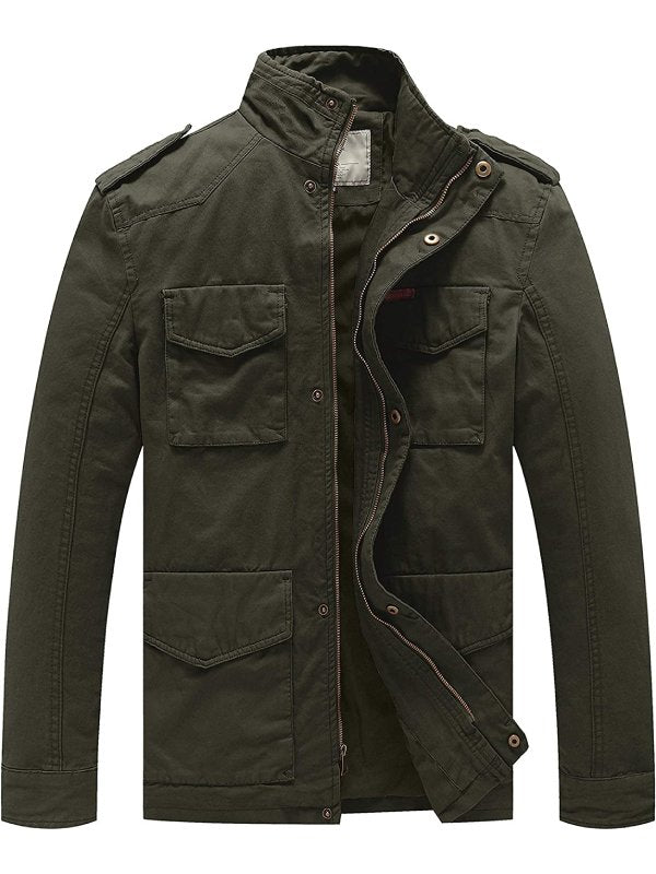 Men's Lightweight Military Style Jacket Twill Cotton Coat