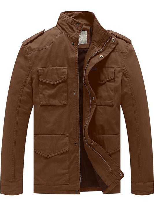 Men's Lightweight Military Style Jacket Twill Cotton Coat