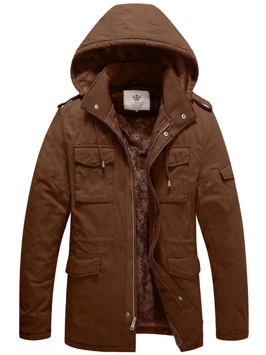 Men's Winter Military Thicken Parka Jacket Warm Coat with Removable Hood