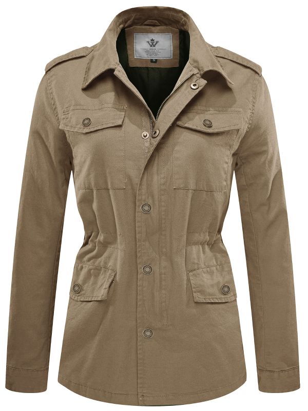 Women's Lightweight Canvas Cotton Military Jacket Utility Lapel Anorak