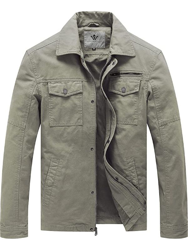 Men's Casual Canvas Cotton Military Lapel Jacket – WenVen