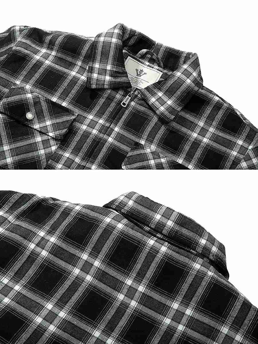 Men's Flannel Jacket Zip Up Fleece Sherpa Heavy Lined Shirt