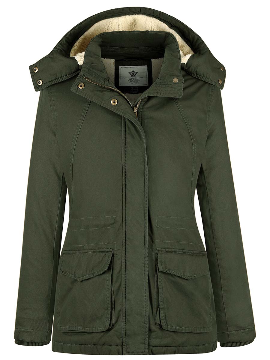 Women's Winter Warm Sherpa Lined Jacket Heavy Parka Coat with Hood