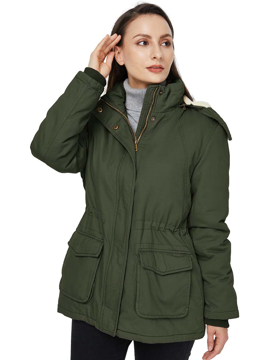 Women's Winter Warm Sherpa Lined Jacket Heavy Parka Coat with Hood