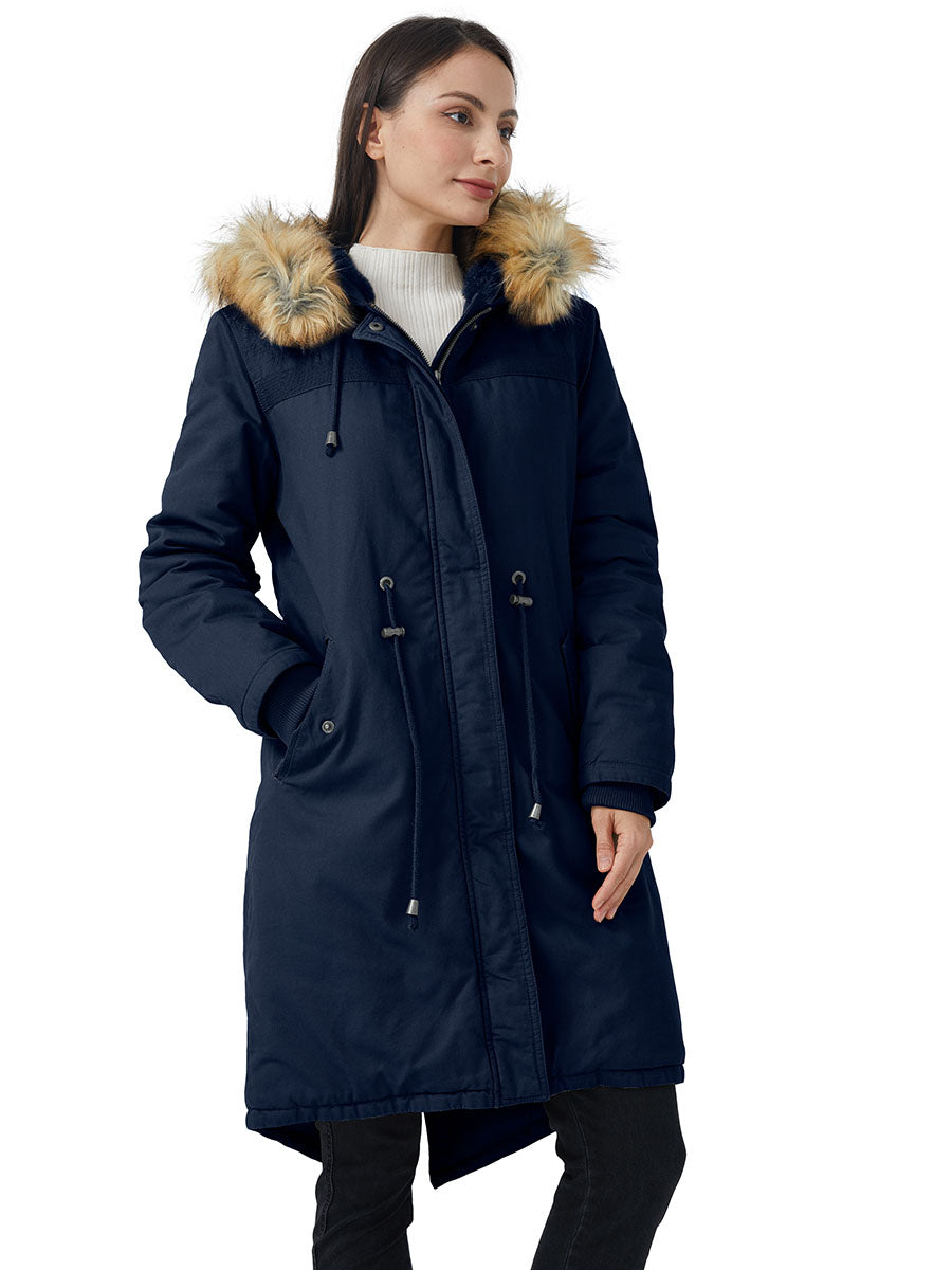 Women's Winter Long Hooded Sherpa Lined Parka Jacket Warm Coat – WenVen