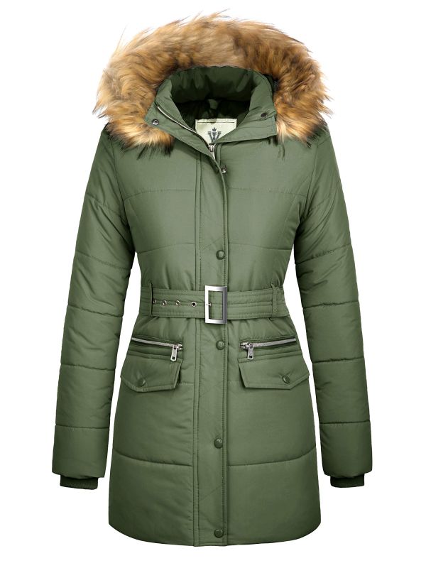 Women's Winter Waterproof Thickened Puffer Jacket with Fur Hood