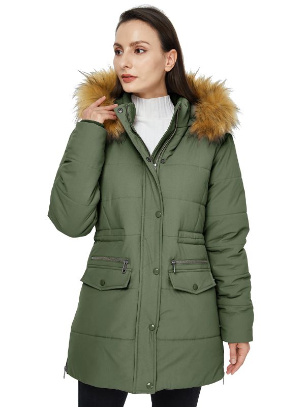 Women's Winter Waterproof Thickened Puffer Jacket with Fur Hood