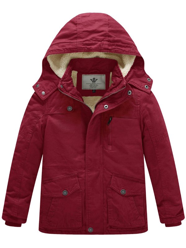 Boy's Winter Thicken Cotton Coat Heavy Sherpa Lined Hooded Parka Jacket