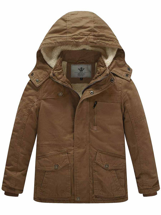 Boy's Winter Thicken Cotton Coat Heavy Sherpa Lined Hooded Parka Jacket