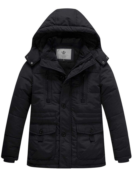 Boy's Winter Warm Padded Puffer Coat Thicken Hooded Parka Jacket