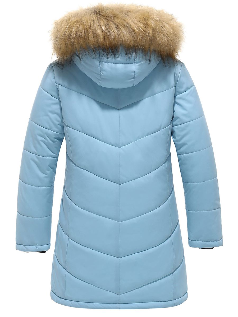 Girls Winter Warm Fleece Lined Hooded Jacket Water Resistant Puffer Coat