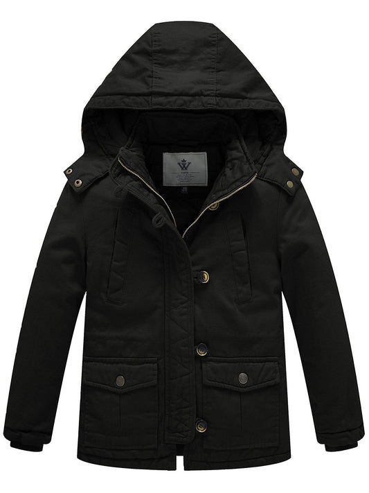 Boy's Winter Warm Puffer Jacket Heavyweight Thicken Cotton Coat with Hood