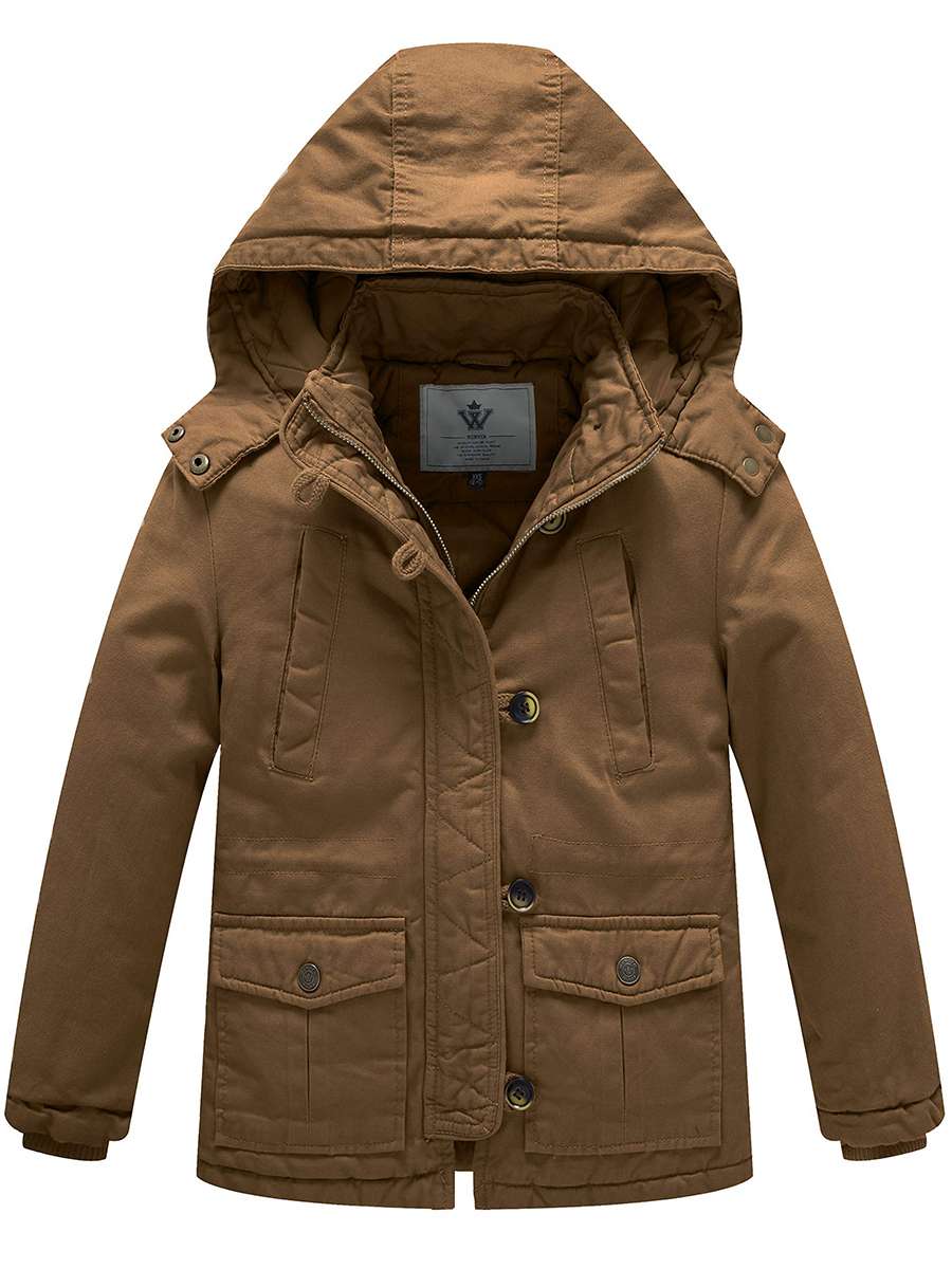 Boy's Winter Warm Puffer Jacket Heavyweight Thicken Cotton Coat with Hood
