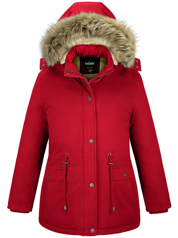Women Winter Fleece Lined Sherpa Jacket Coat Cotton Padded Overcoat Long  Outwear