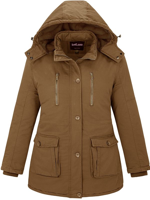 SpazeUp Detachable Sleeves Winter Jacket Brown XX-Small 