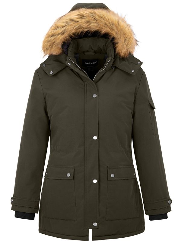 Soularge Women's Plus Size Waterproof Winter Puffer Coat