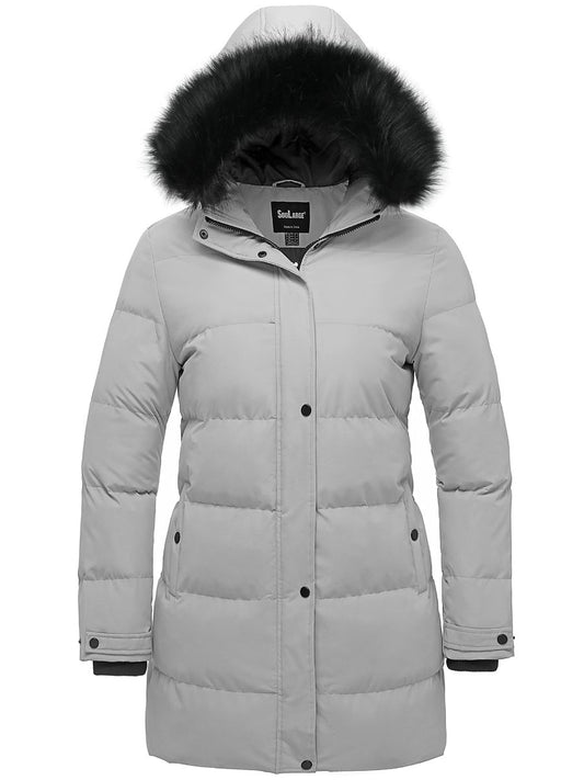 Soularge Women's Plus Size Long Quilted Winter Puffer Coat