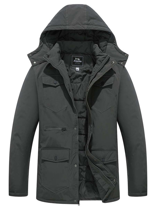 Ampake Men's Winter Heavy Warm Jacket Cotton Padded Coat