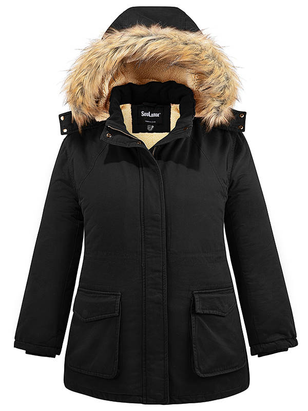 Soularge Women's Plus Size Winter Maternity Jacket with Hood