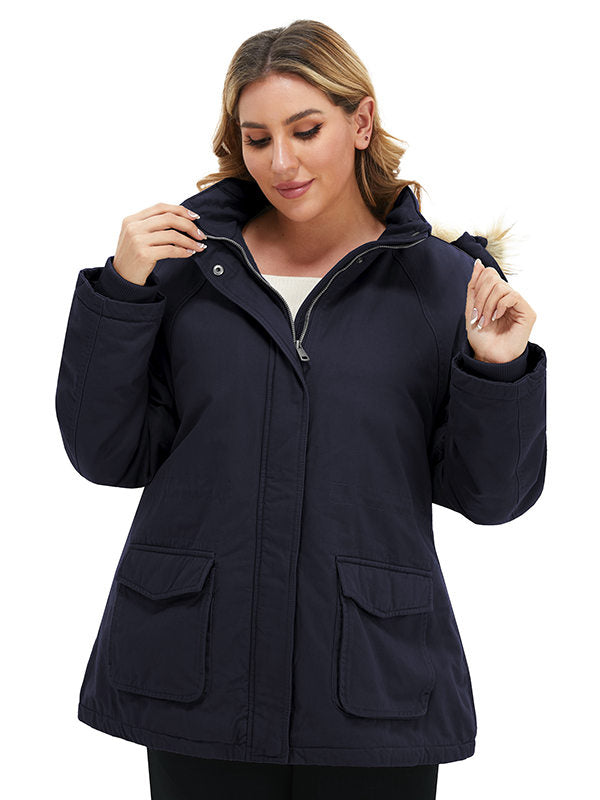 Soularge Women's Winter Plus Size Sherpa Lined Jacket with